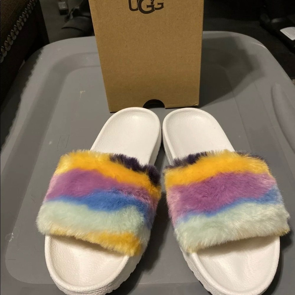 UGG ROYALE MURAL MULTI SHEEPWOOL SLIDE SLIPPER